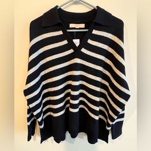 NWT Loft poncho style sweater, XS. Navy blue/light grey. Very cozy and soft!